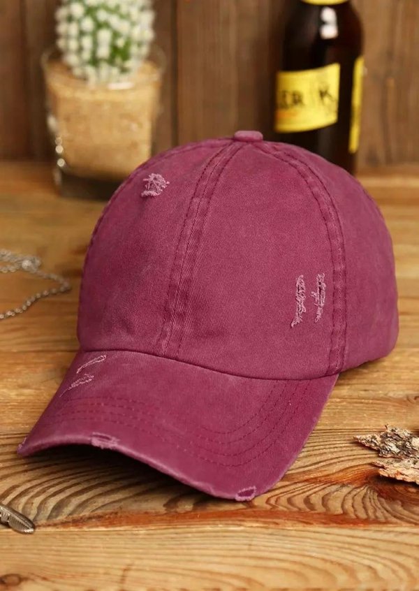 Leopard Criss-Cross Hollow Out Ripped Washed Baseball Cap