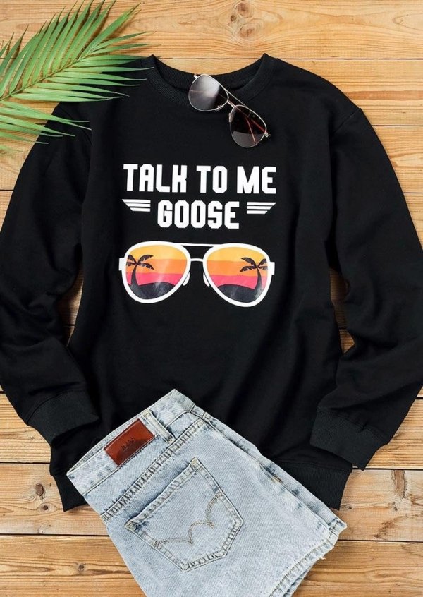 Talk To Me Goose Sunset Glasses Sweatshirt - Black