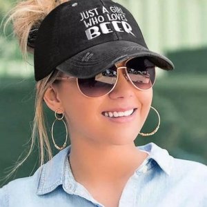 Just A Girl Who Loves Beer Criss-Cross Baseball Cap - Dark Grey