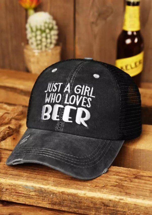 Just A Girl Who Loves Beer Criss-Cross Baseball Cap - Dark Grey