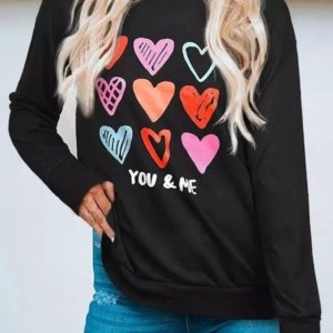 You & Me Love Heart Pullover Sweatshirt - Black