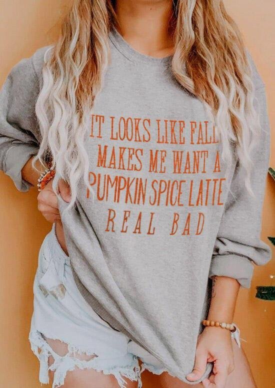 Pumpkin Spice Latte Sweatshirt - Gray