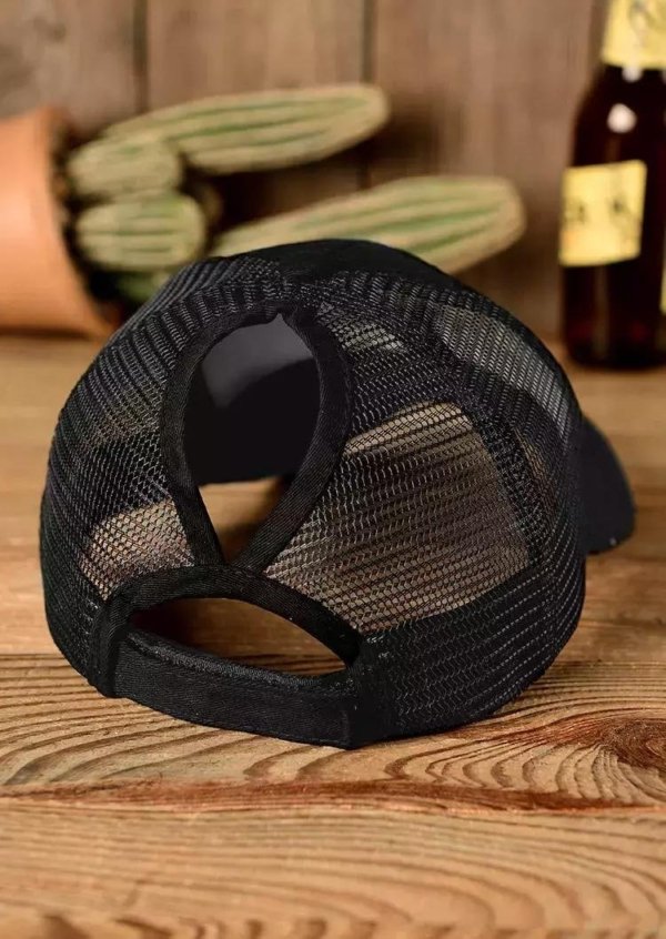 Reverse Tie Dye Rainbow Mesh Ponytail Baseball Cap